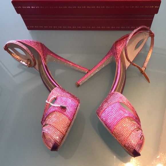 Rene caovilla Sandals size 40 pink orange Crystals - Picture 3 of 9